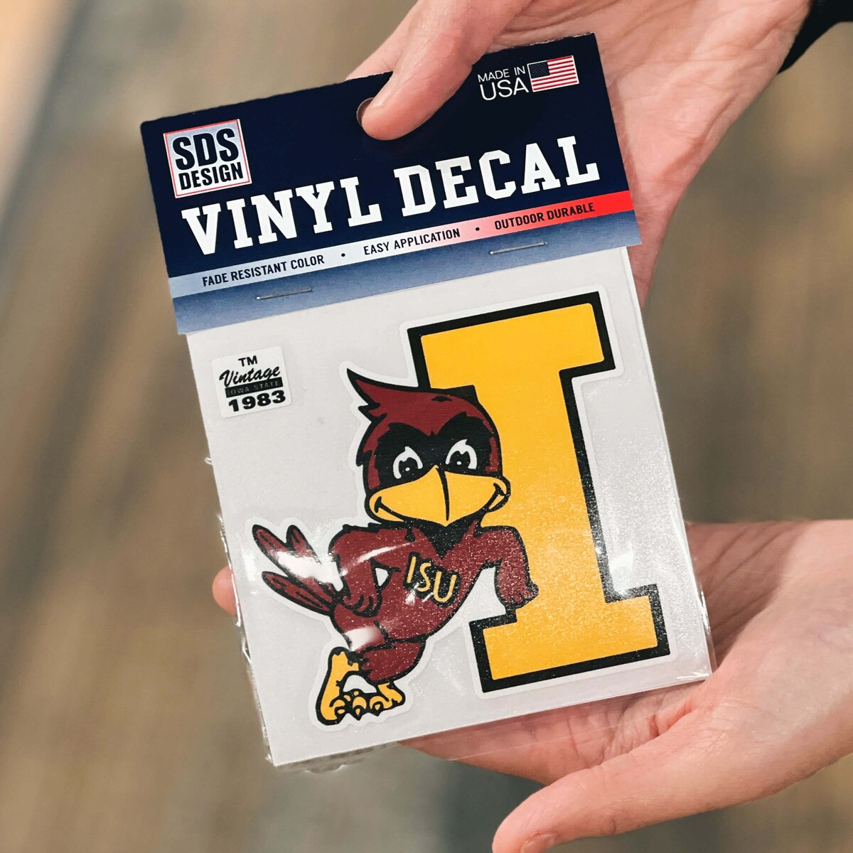 Vintage Leaning Cy Small Vinyl Decal (3"x3")